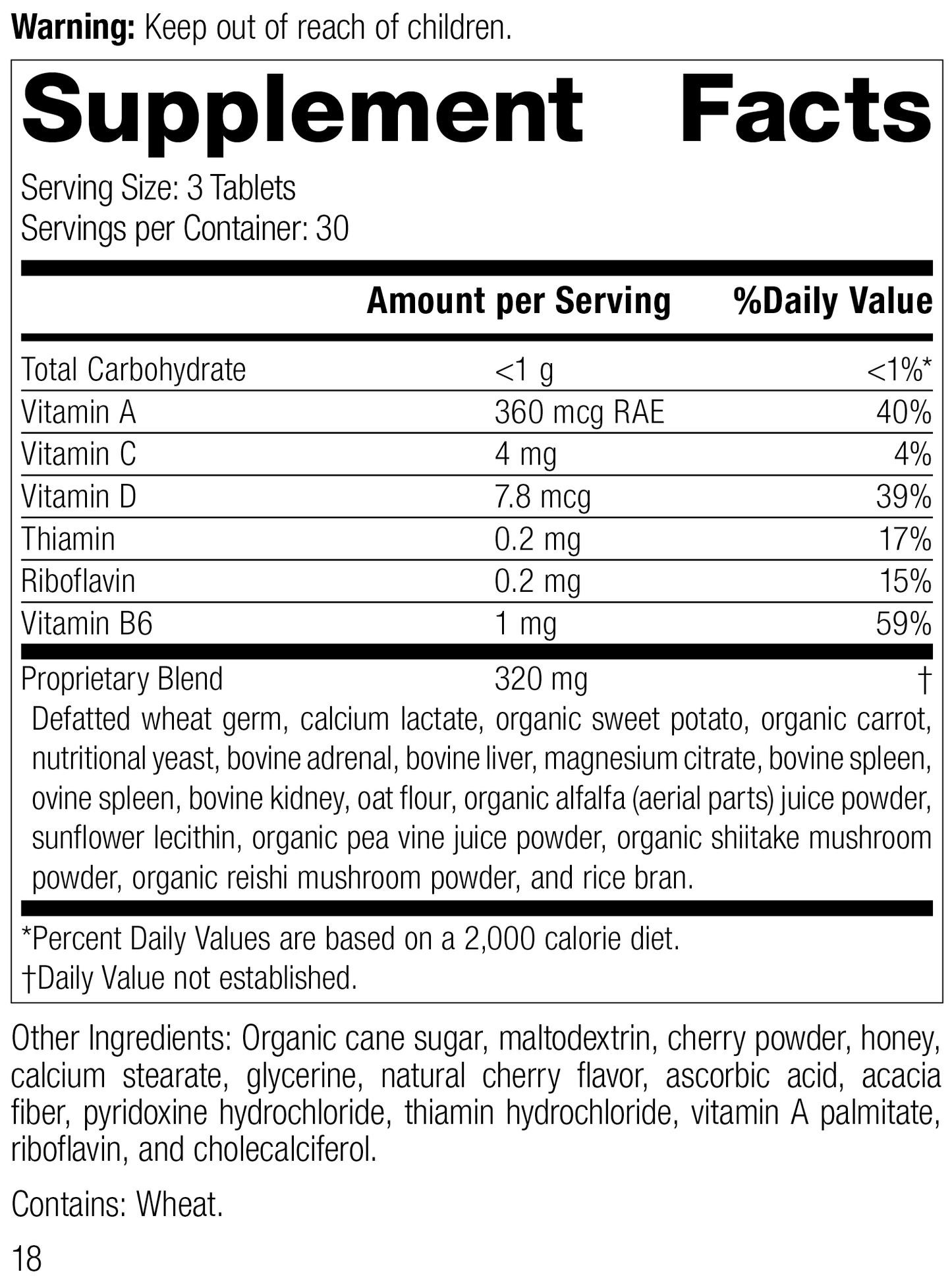 Catalyn® Chewable, 90 Tablets, Rev 18 Supplement Facts