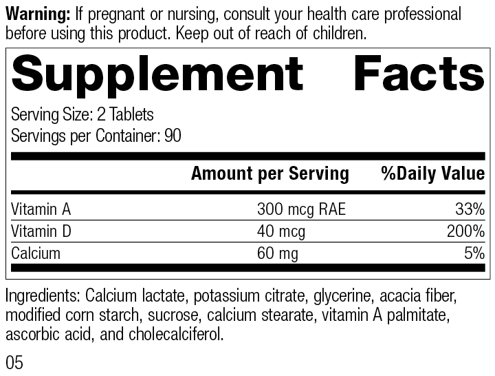 Cataplex® D, 180 Tablets, Rev 03 Supplement Facts