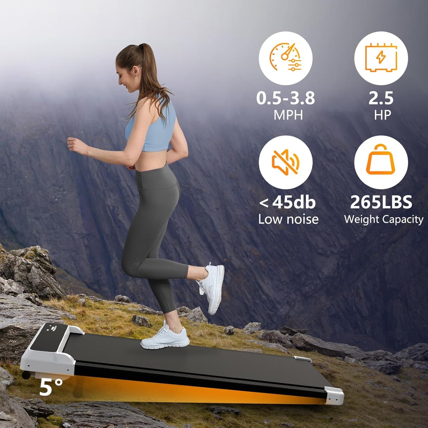 JURITS Portable Walking Pad – Compact Treadmill for Home & Office Fitness