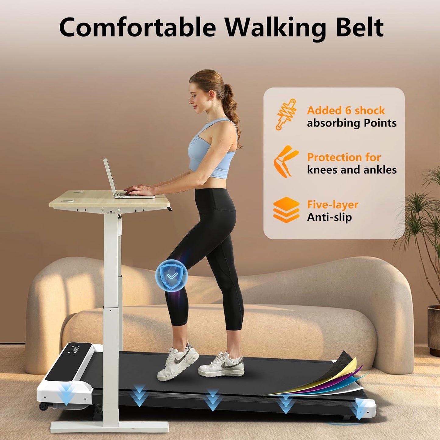 JURITS Portable Walking Pad – Compact Treadmill for Home & Office Fitness