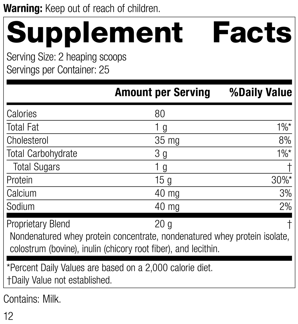 Whey Pro Complete, 1.3 lbs. (600 g), Rev 11 Supplement Facts