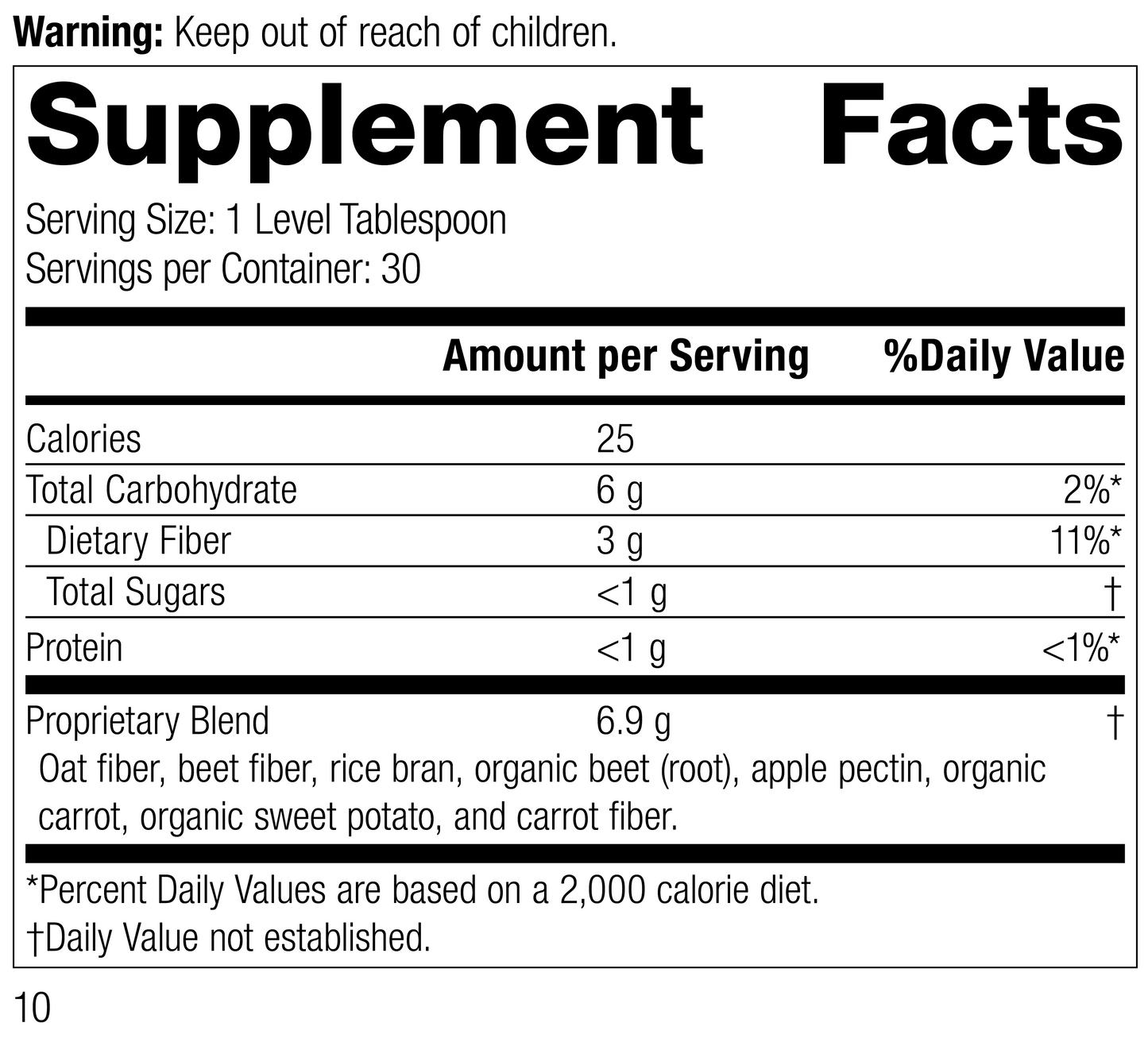 8335 Whole Food Fiber R09 Supplement Facts