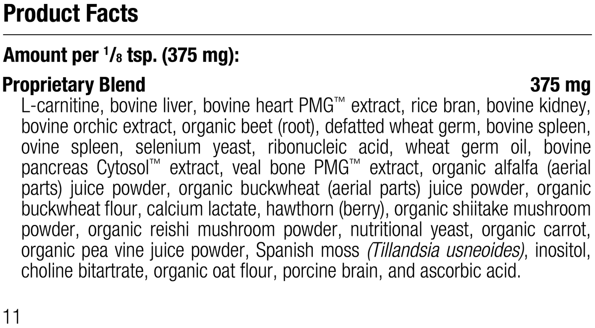 Canine Cardiac Support, 100 g, Rev 09 Supplement Facts