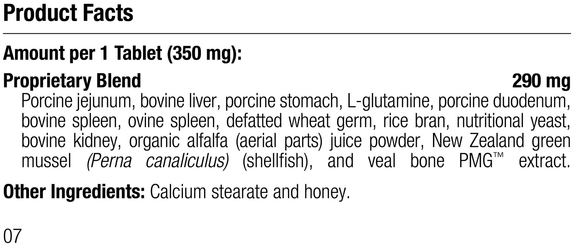supplement fact label